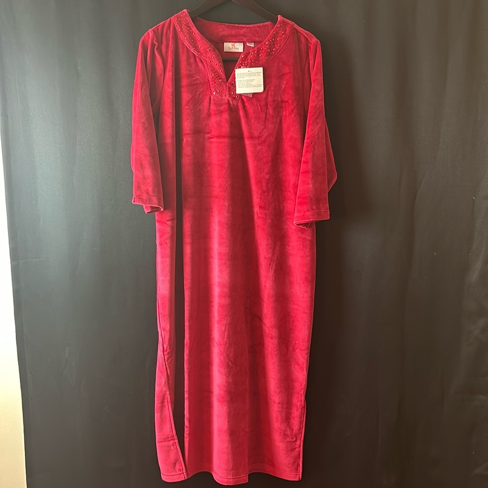 NWT Quacker Factory Christmas Lounge Dress XL Ruby Red Sequin A217151